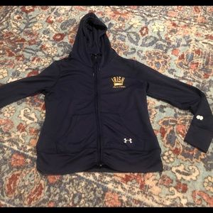 Notre Dame blue Underarmour hoodie. Boys Lg